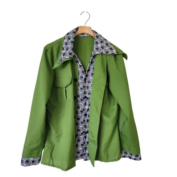 70's Green Leisure Suit Costume Disco Shirt Pants Set Cosplay Comic Con Party - Picture 4 of 13